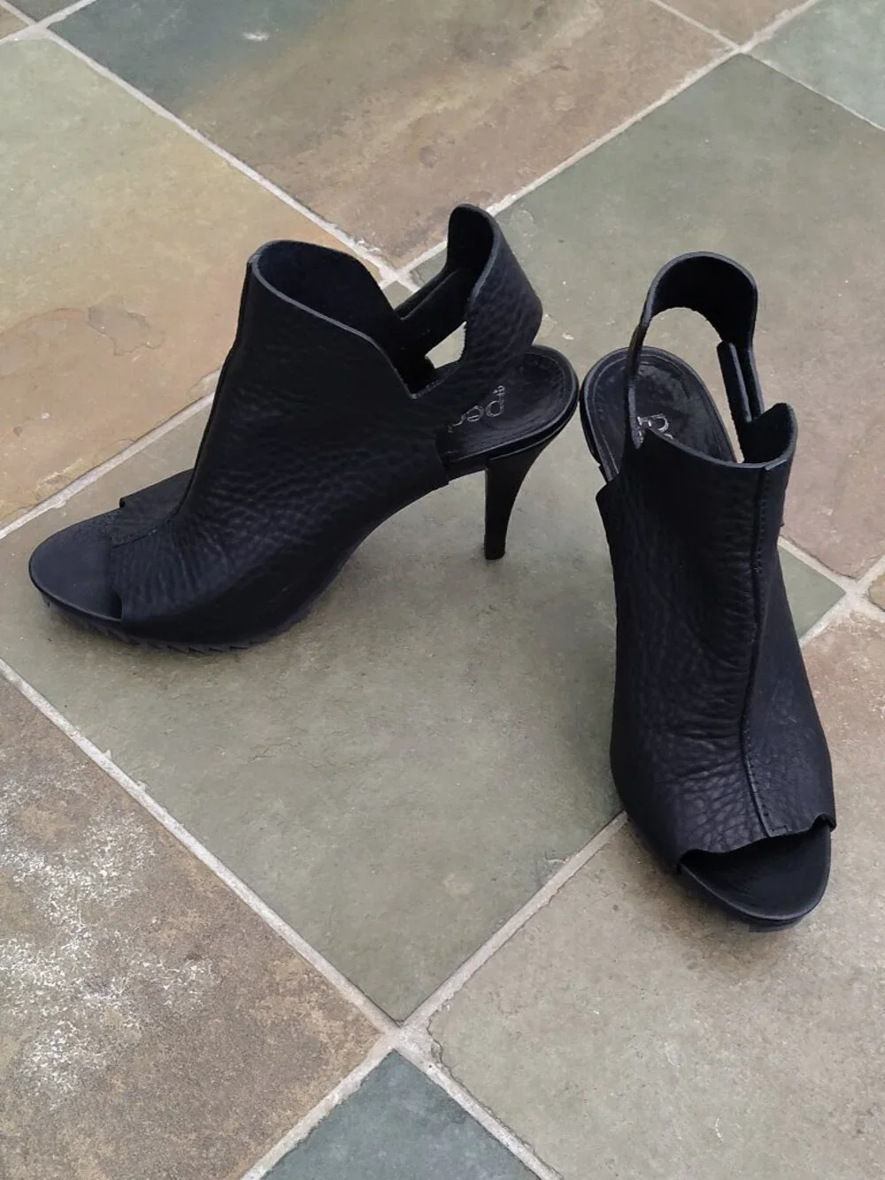 Pedro Garcia Black Leather Slingback Heels